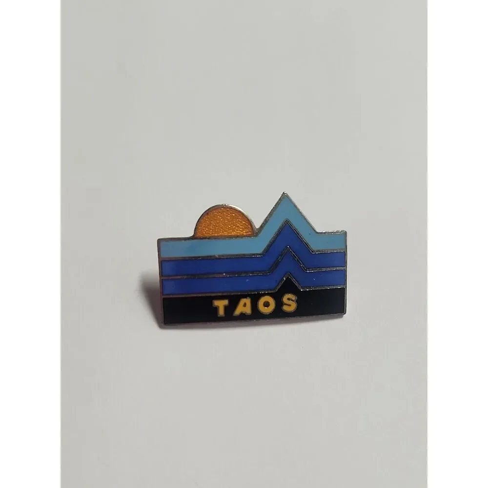 Taos Enamel Mountain Sunrise Pin - Blue and Yellow
